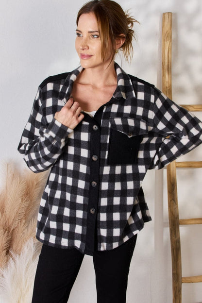 Hailey & Co Full Size Plaid Button Up Jacket.