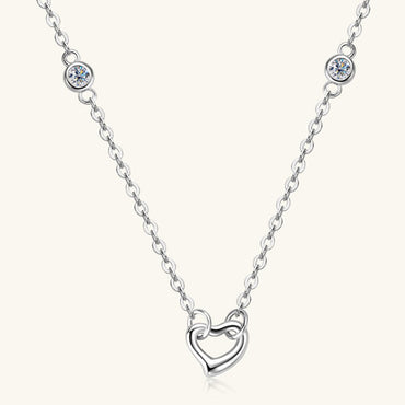 Moissanite 925 Sterling Silver Heart Necklace.