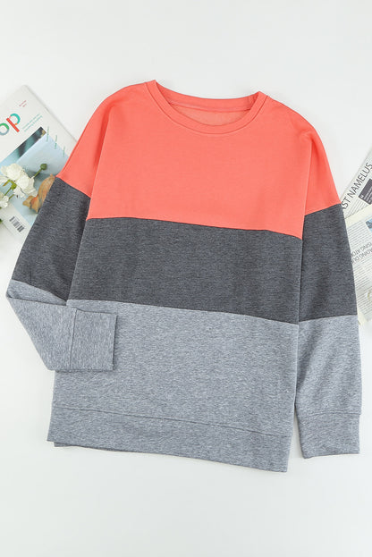 Chic gray colorblock plus size sweatshirt