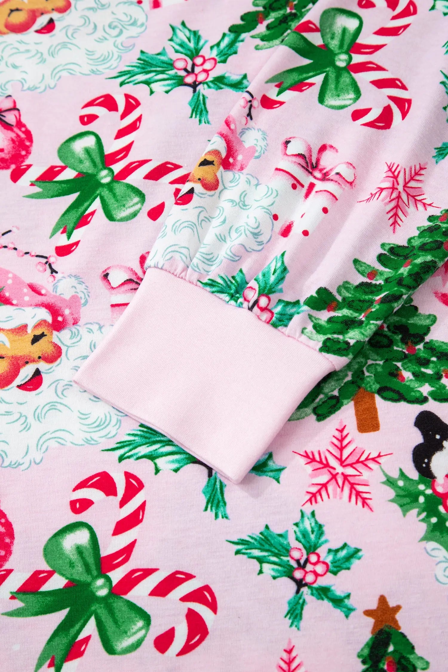 Pink Christmas Pattern Two Piece Lounge Set With Button V Neck Pullover Pants Dear-Lover Dropshipping