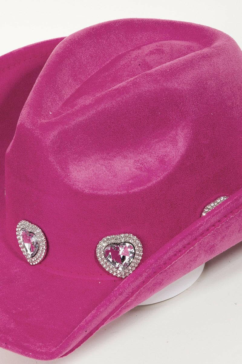 Fame Rhinestone Pave Heart Cowboy Hat.