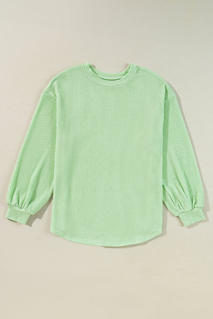 Moonlit jade ribbed pullover top