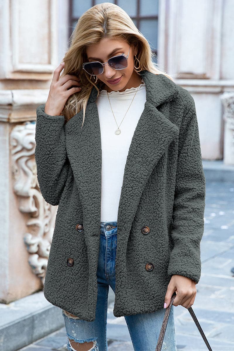 Full Size Lapel Collar Sherpa Coat.