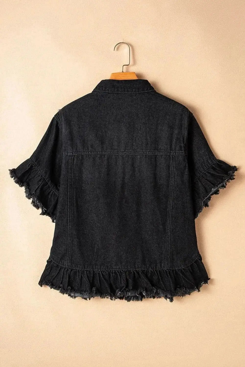 Chic raw hem denim shirt - Love Salve 