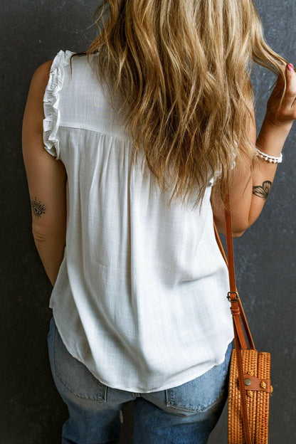 Frill Notched Sleeveless Tank.