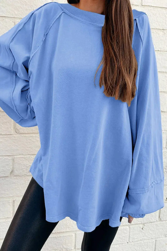 Oversized Washed Crewneck Sweatshirt Simply Love