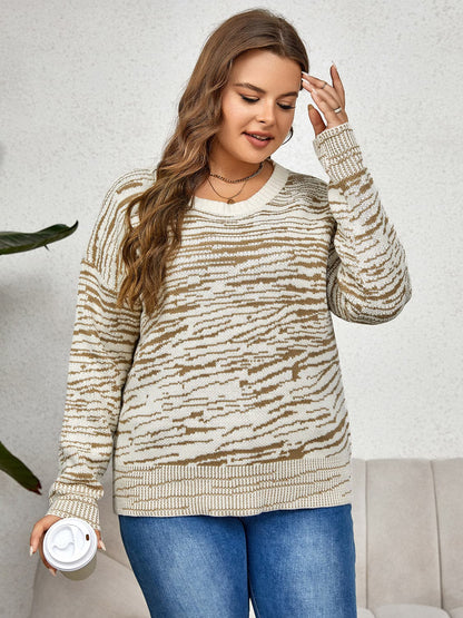 Plus Size Round Neck Long Sleeve Sweater.