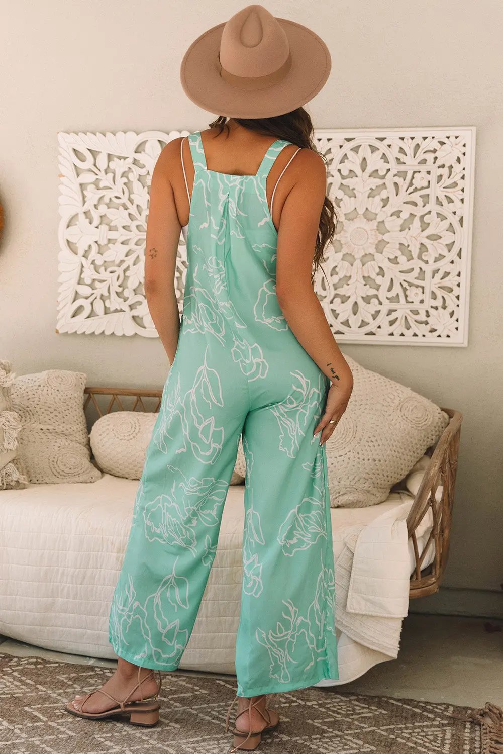 Lorelai Wide Leg Overalls for Women Stylish Printed Jumpsuit - Love Salve 