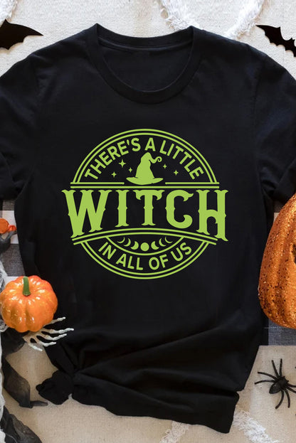 Enchanting Black Witch Graphic Tee for Halloween Celebrations