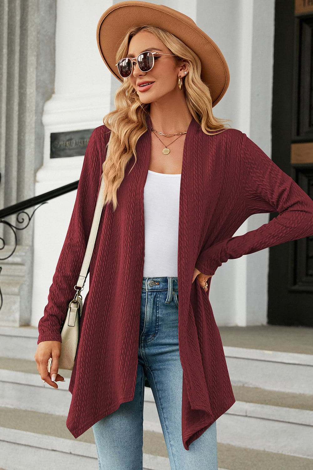 Open Front Long Sleeve Cardigan.