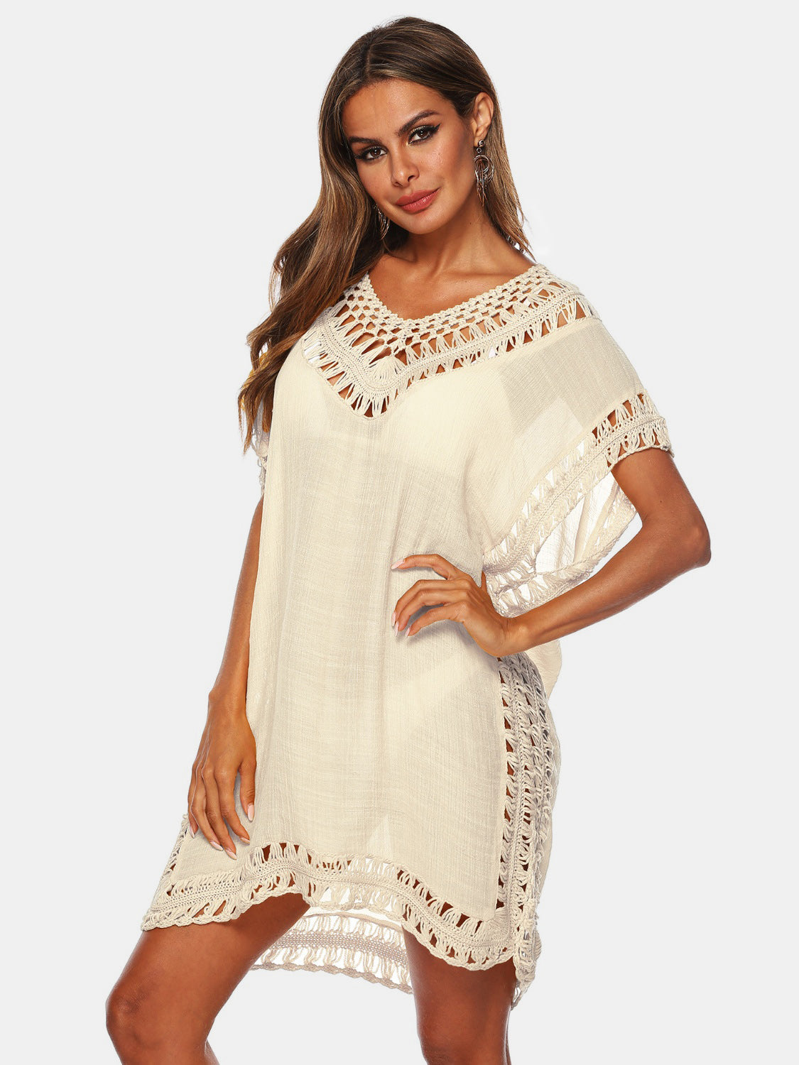 Cutout V-Neck Short Sleeve Cover-Up Coco’s Tee Boutique