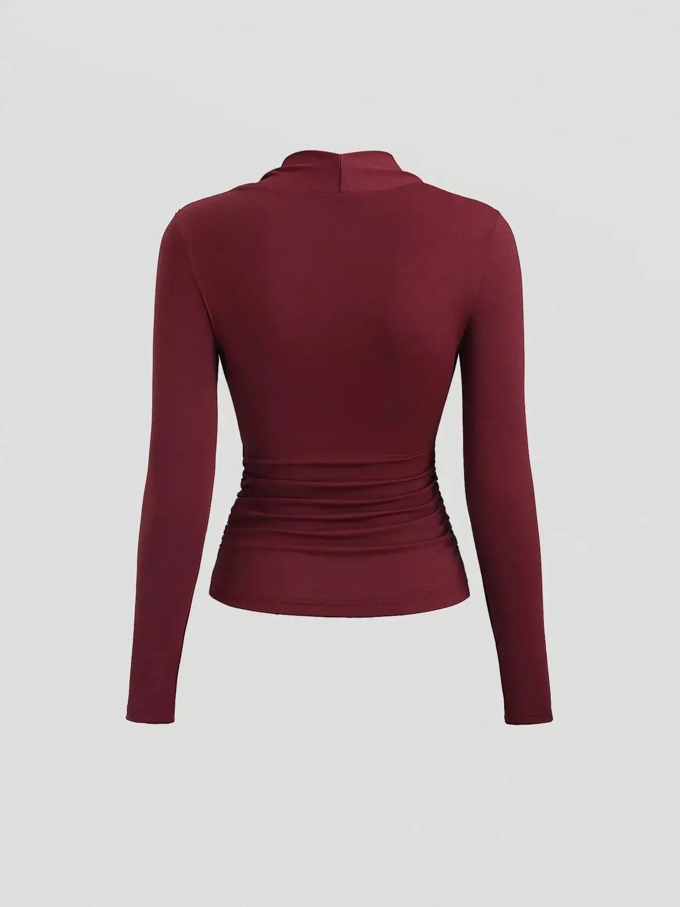 Elegant Ruched Long Sleeve Top with Buckle Detail Simply Love