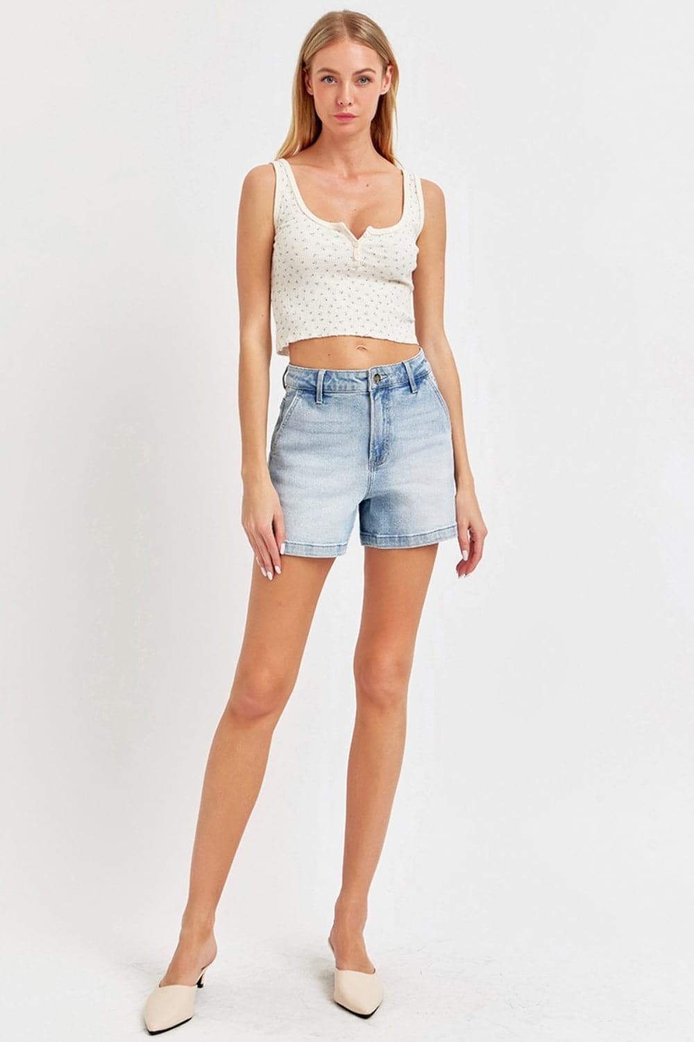 Risen Full Size High Rise Denim Shorts.