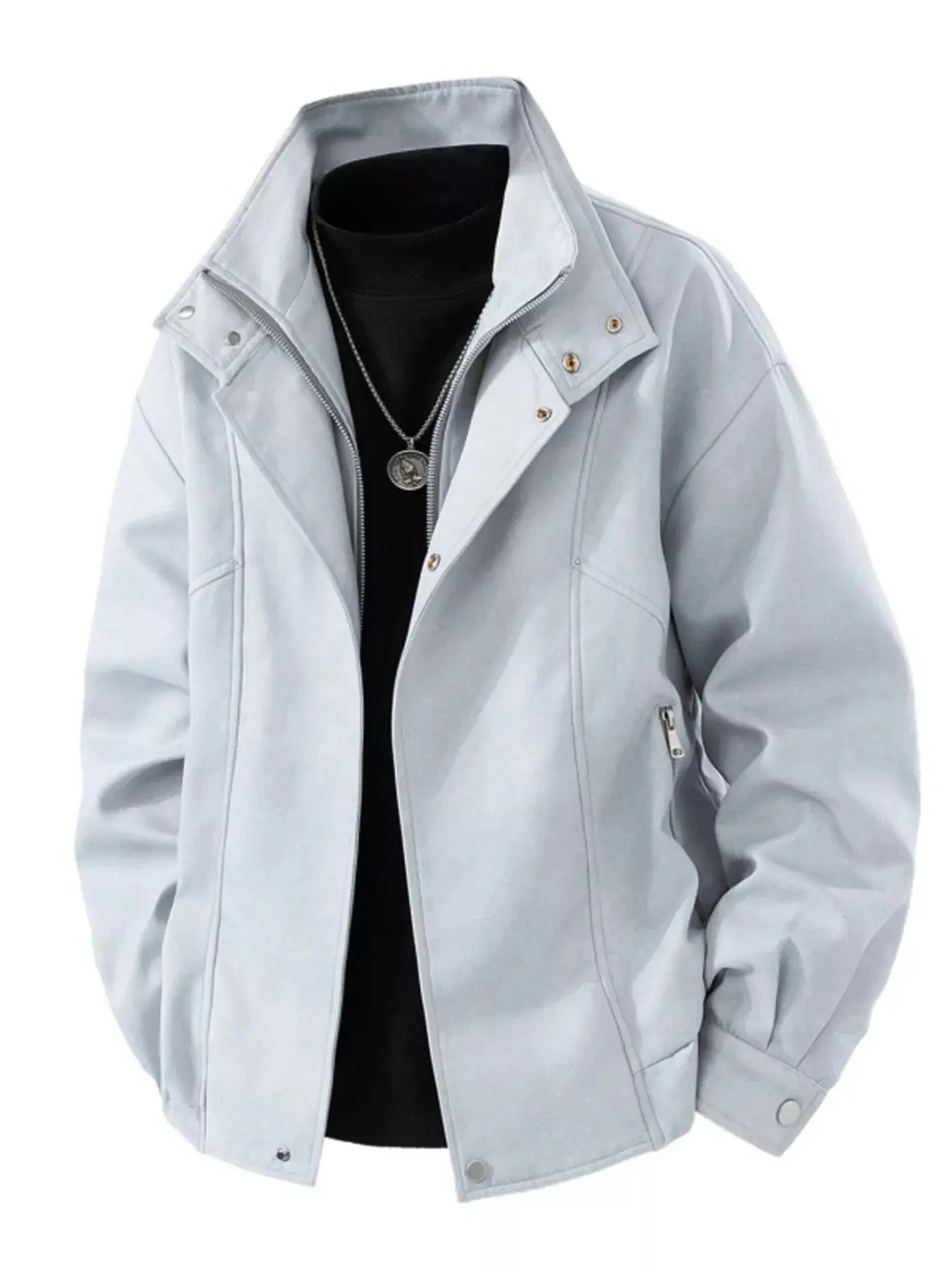 Men's Plus Size Casual Stand Collar Zipper Jacket Simply Love
