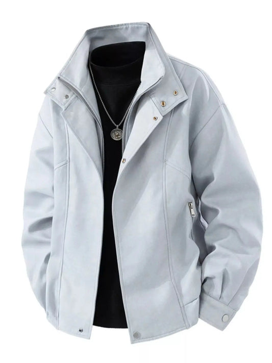 Men's Plus Size Casual Stand Collar Zipper Jacket Simply Love