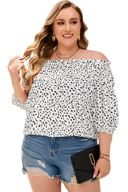 Cheetah print plus size off shoulder top