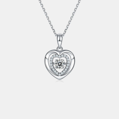 Moissanite 925 Sterling Silver Heart Necklace.