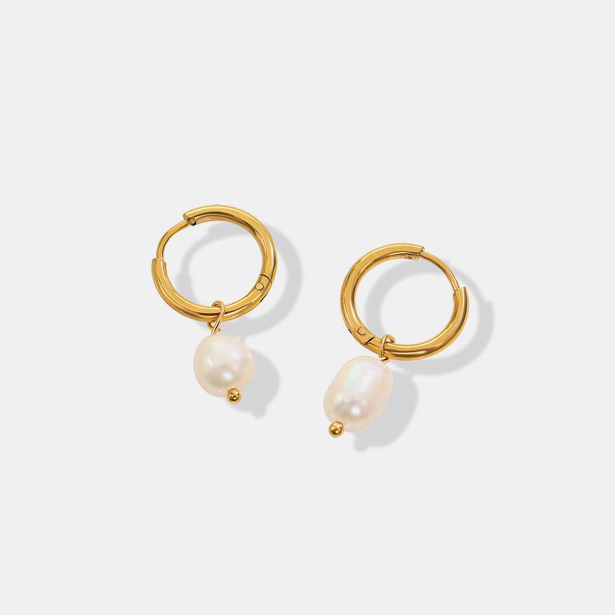 Gold-Plated Titanium Steel Pearl Earrings.