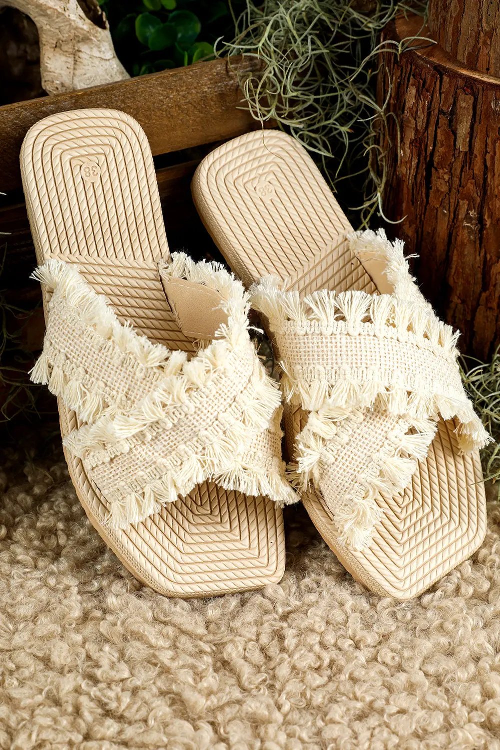 Vada Tassel Woven Cross Strap Flat Slippers - Love Salve 