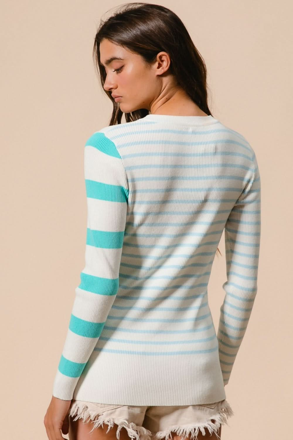 BiBi Striped Asymmetrical Top