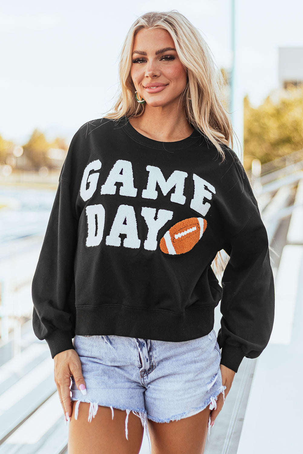 Black game day varsity sweatshirt