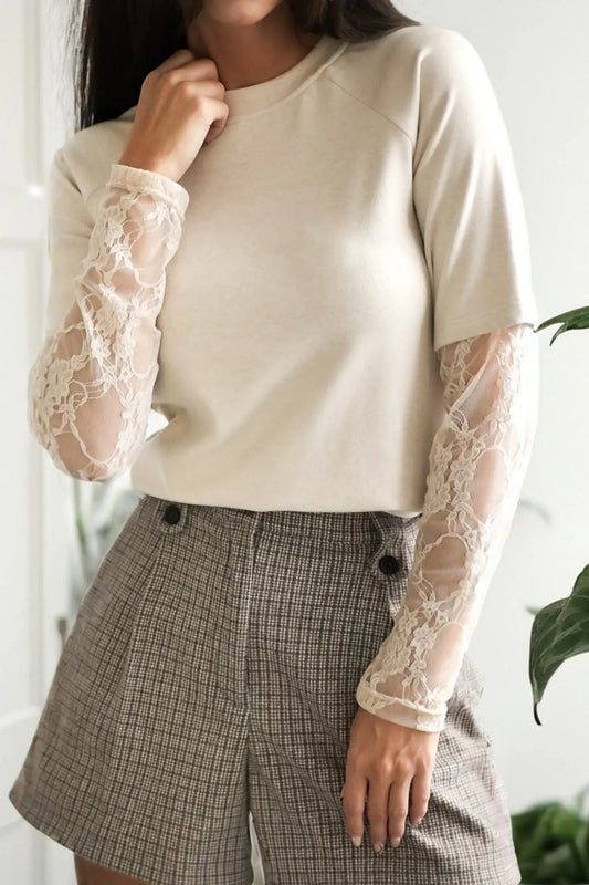 Jet Stream Solid Color Lace Patchwork Long Sleeve T Shirt Dear-Lover Dropshipping
