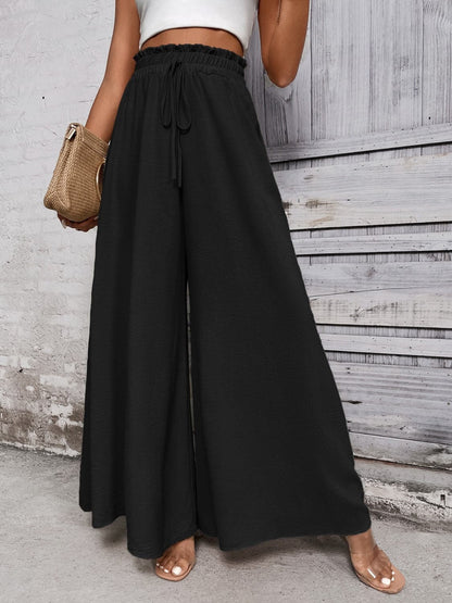 Tied High Waist Wide Leg Pants.