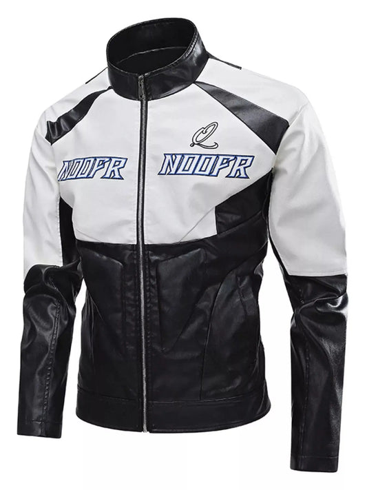 Men's Plus Size Two Tone Zip Up Faux Leather Jacket Simply Love