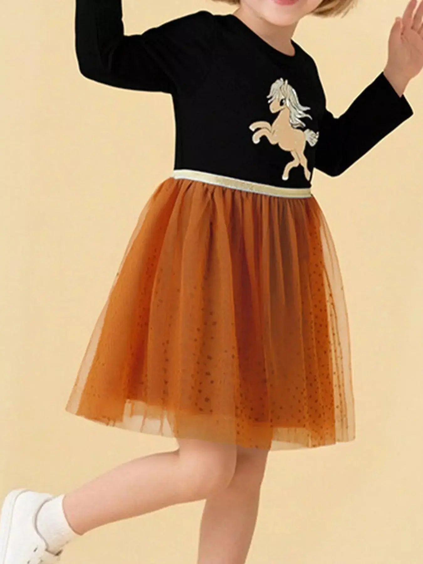 Children's Horse Long Sleeve Tulle Dress Simply Love