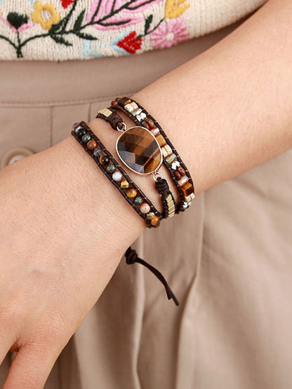 Geometrical Shape Triple-Layer Bracelet.