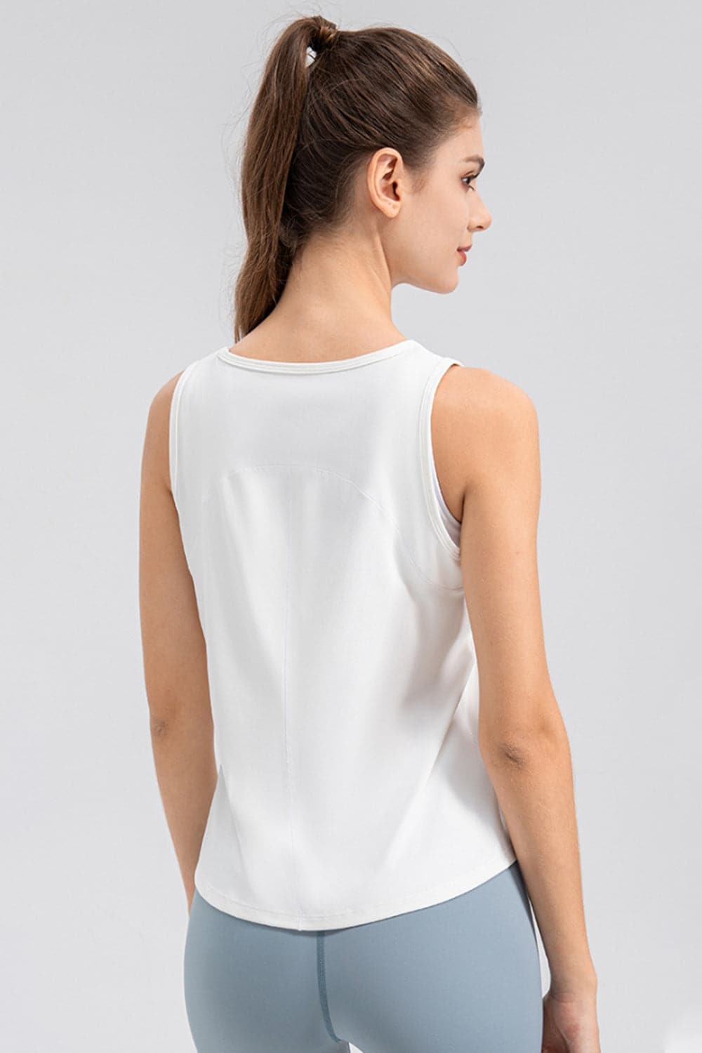 Wide Strap Round Neck Active Tank.