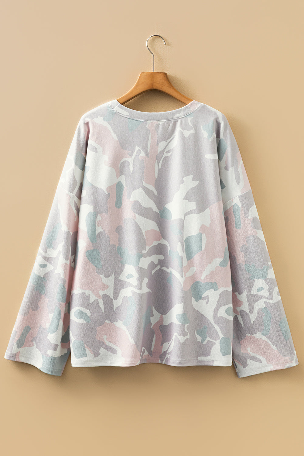 Green Plus Size Camouflage Print Drop Shoulder Pullover Dear-Lover Dropshipping