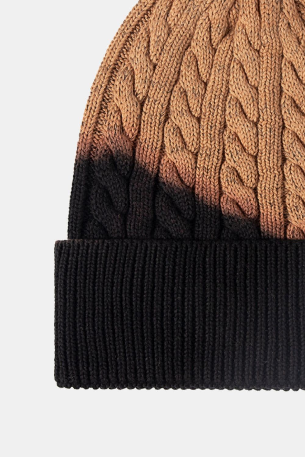 Contrast Tie-Dye Cable-Knit Cuffed Beanie.