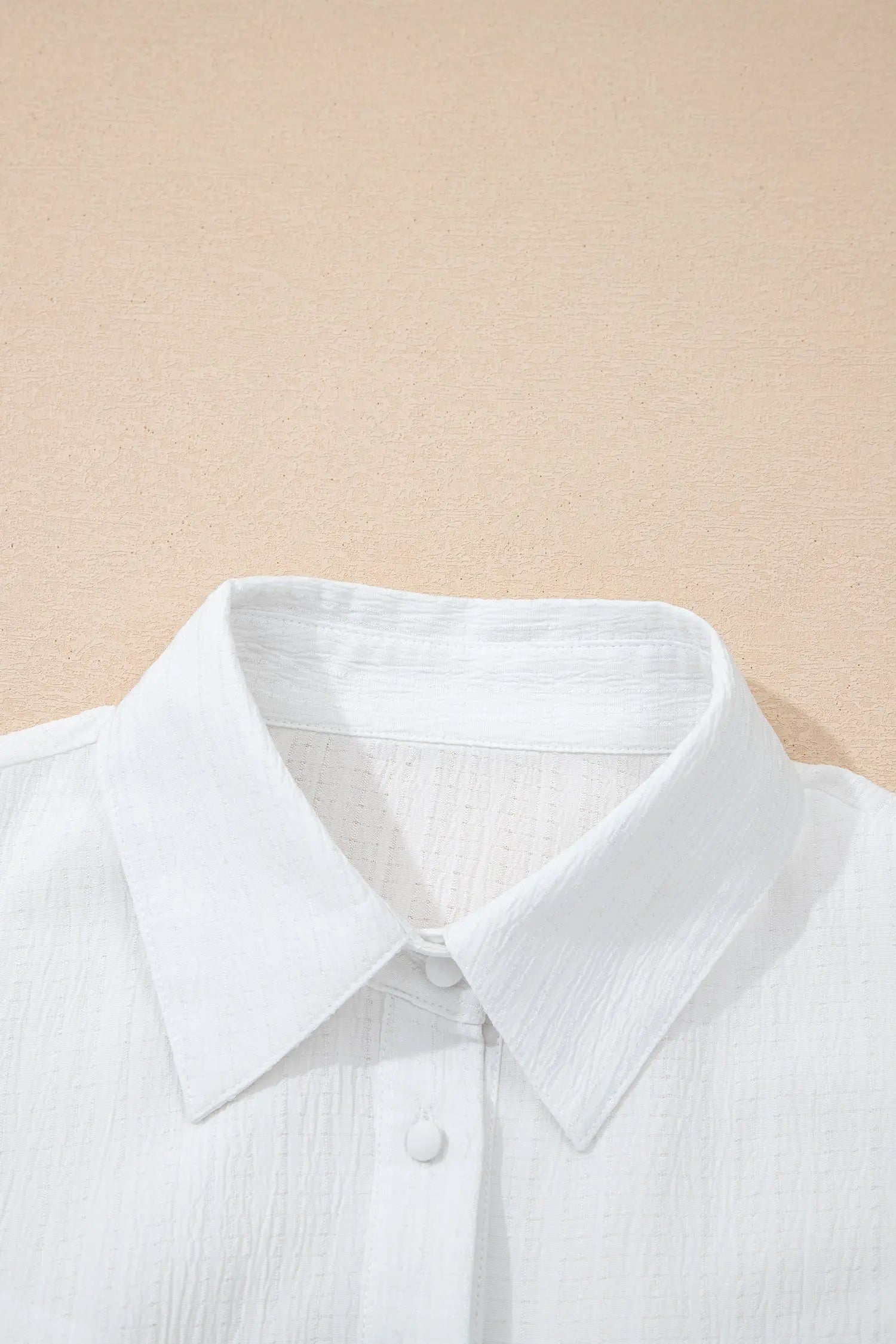 White Crinkled Texture Lantern Sleeve Button Down Loose Shirt Dear-Lover Dropshipping