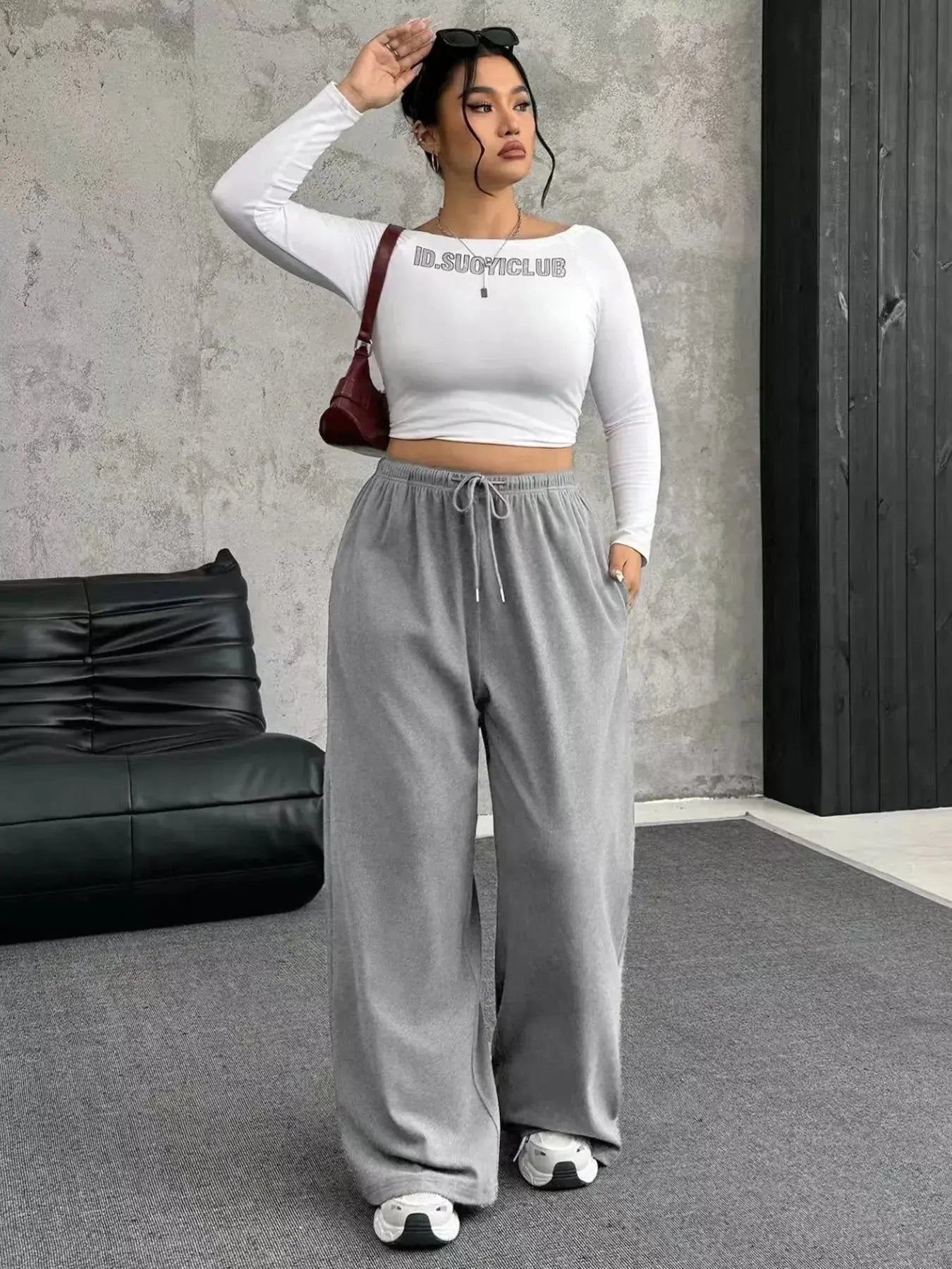Full Size Drawstring Wide Leg Pants Plus Size Simply Love
