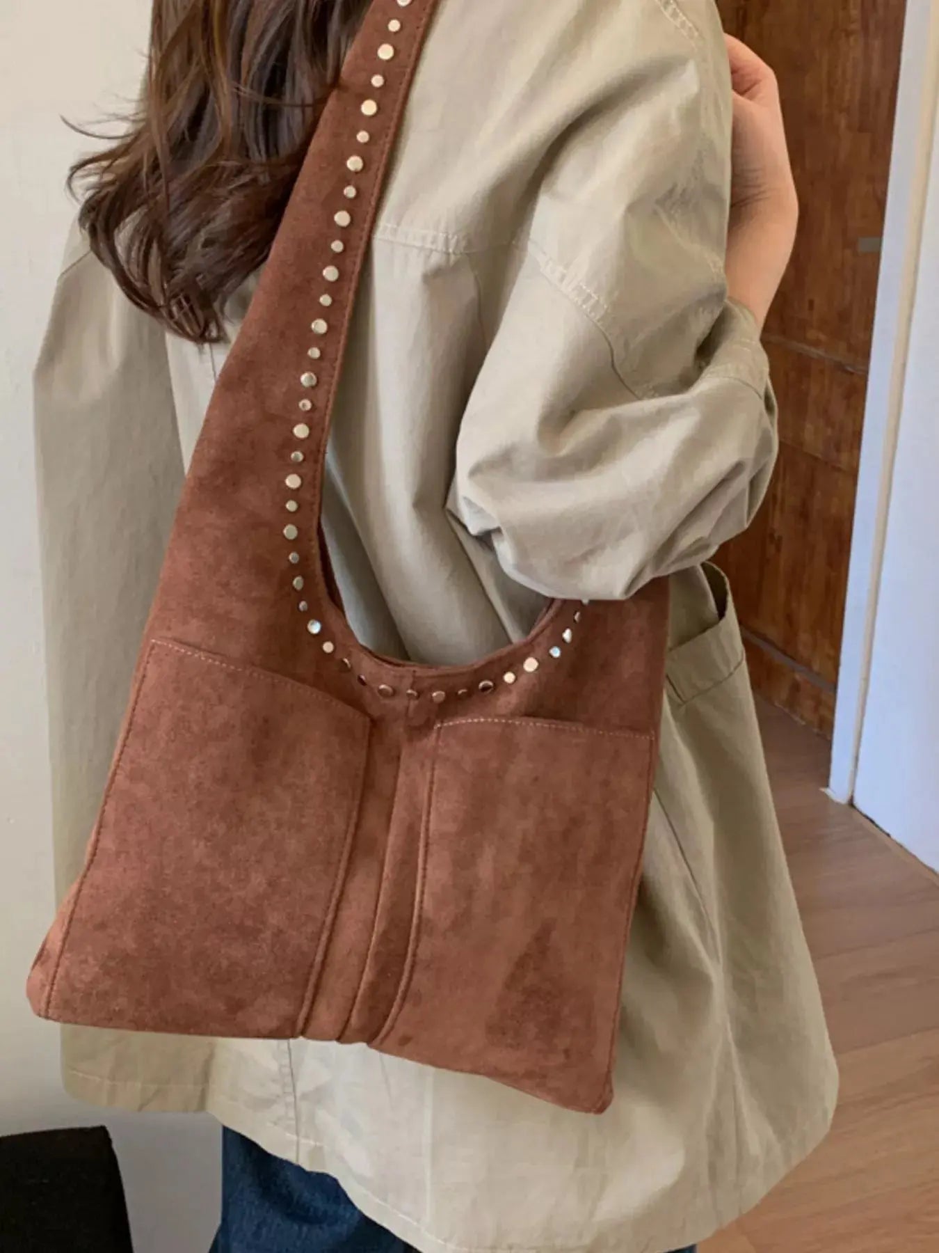 Studded Suede Shoulder Bag Simply Love