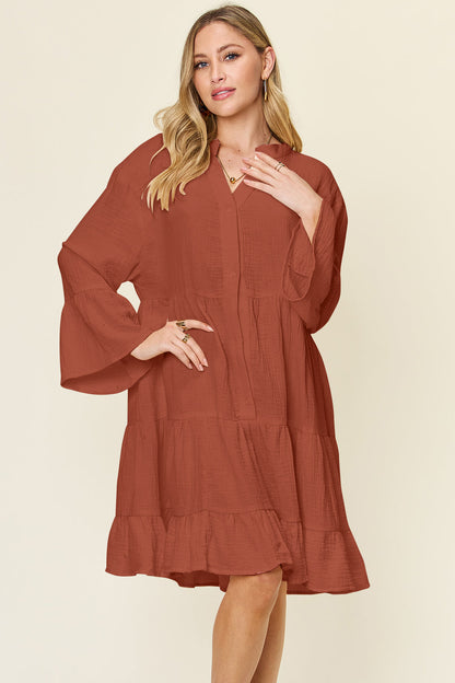 Double Take: Ruffle Hem Button-Up Dress