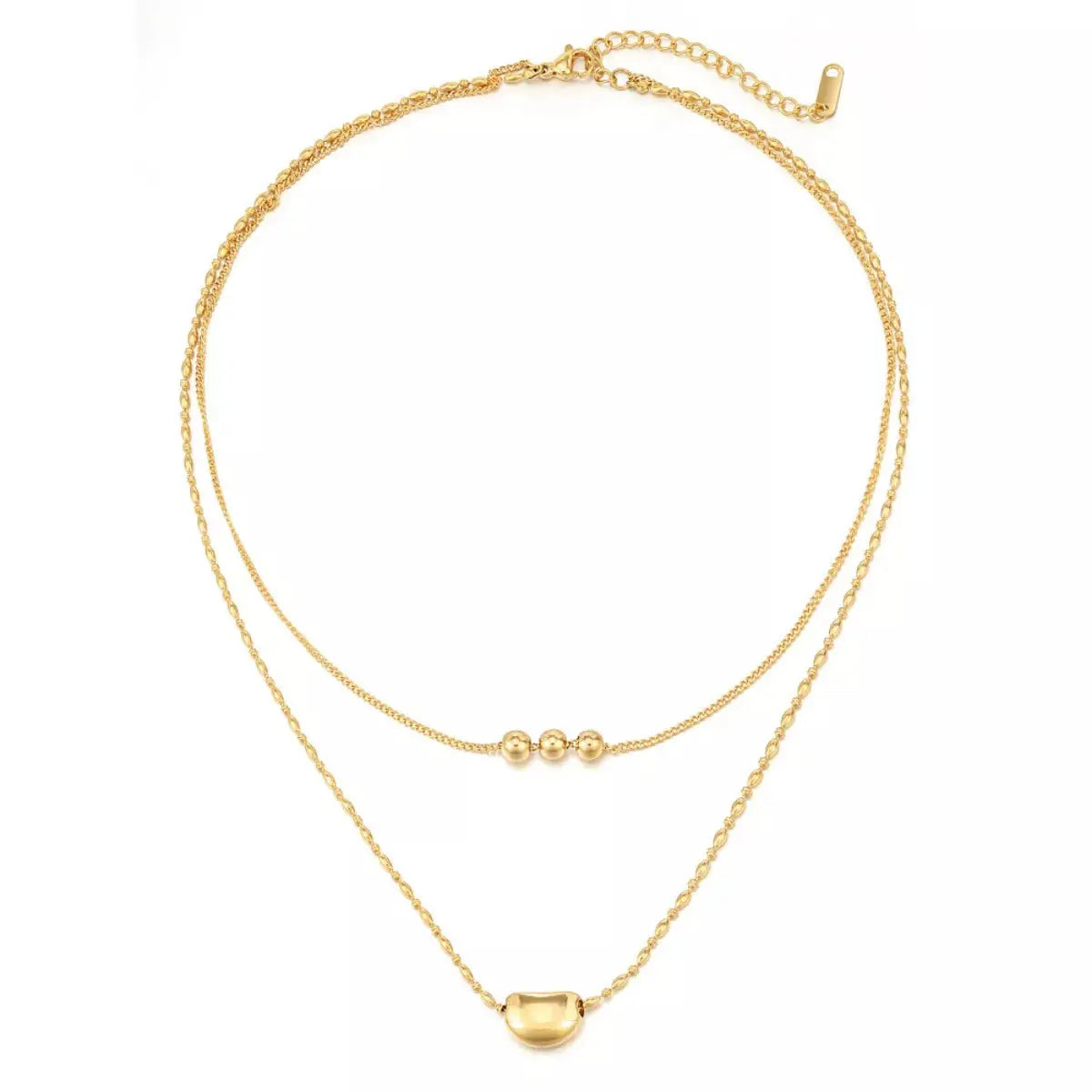 18K Gold Plated Double Layer Necklace With Beaded Chain Simply Love