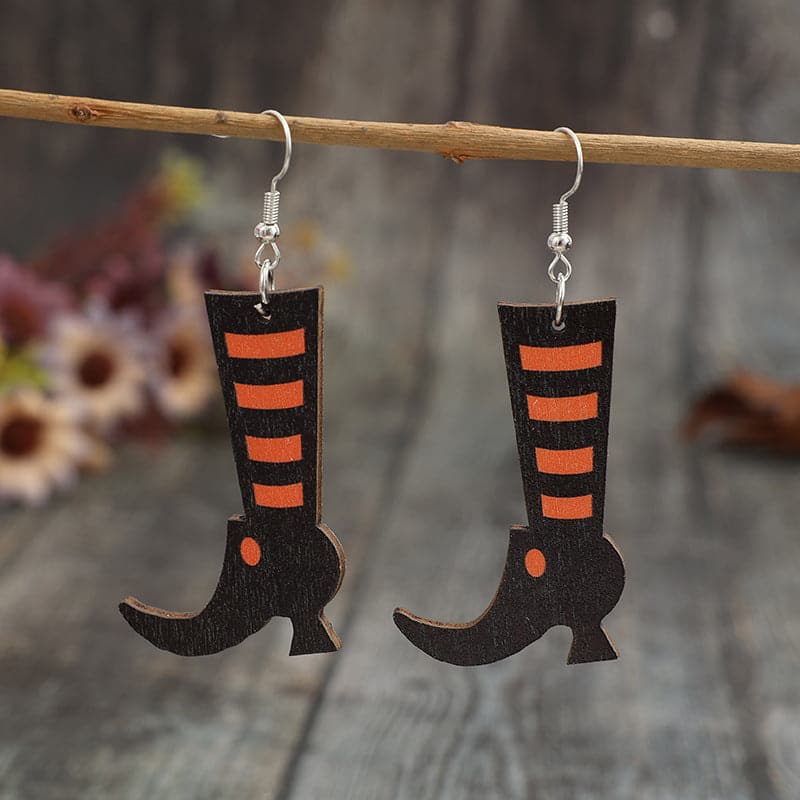 Alloy Wooden Boots Earrings.