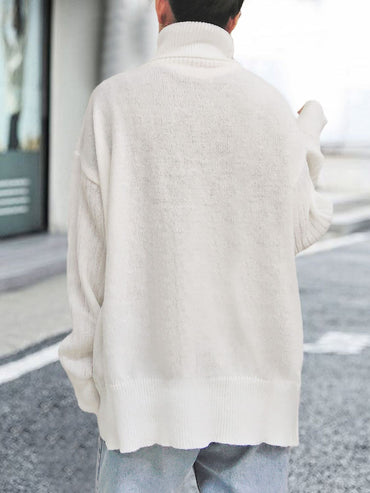 Turtleneck Dropped Shoulder Long Sleeve Sweater