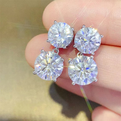 10 Carat Moissanite 925 Sterling Silver Earrings.