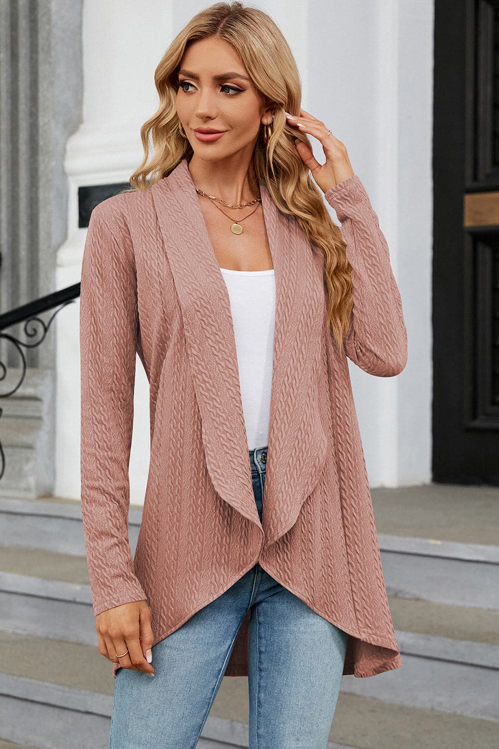 Open Front Long Sleeve Cardigan.