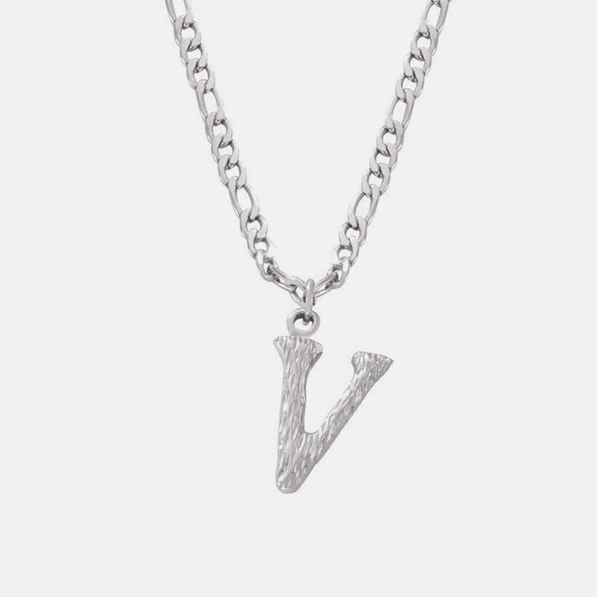 Titanium Steel Letter Pendant Necklace.