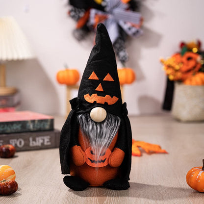 Faceless Halloween gnome with short legs