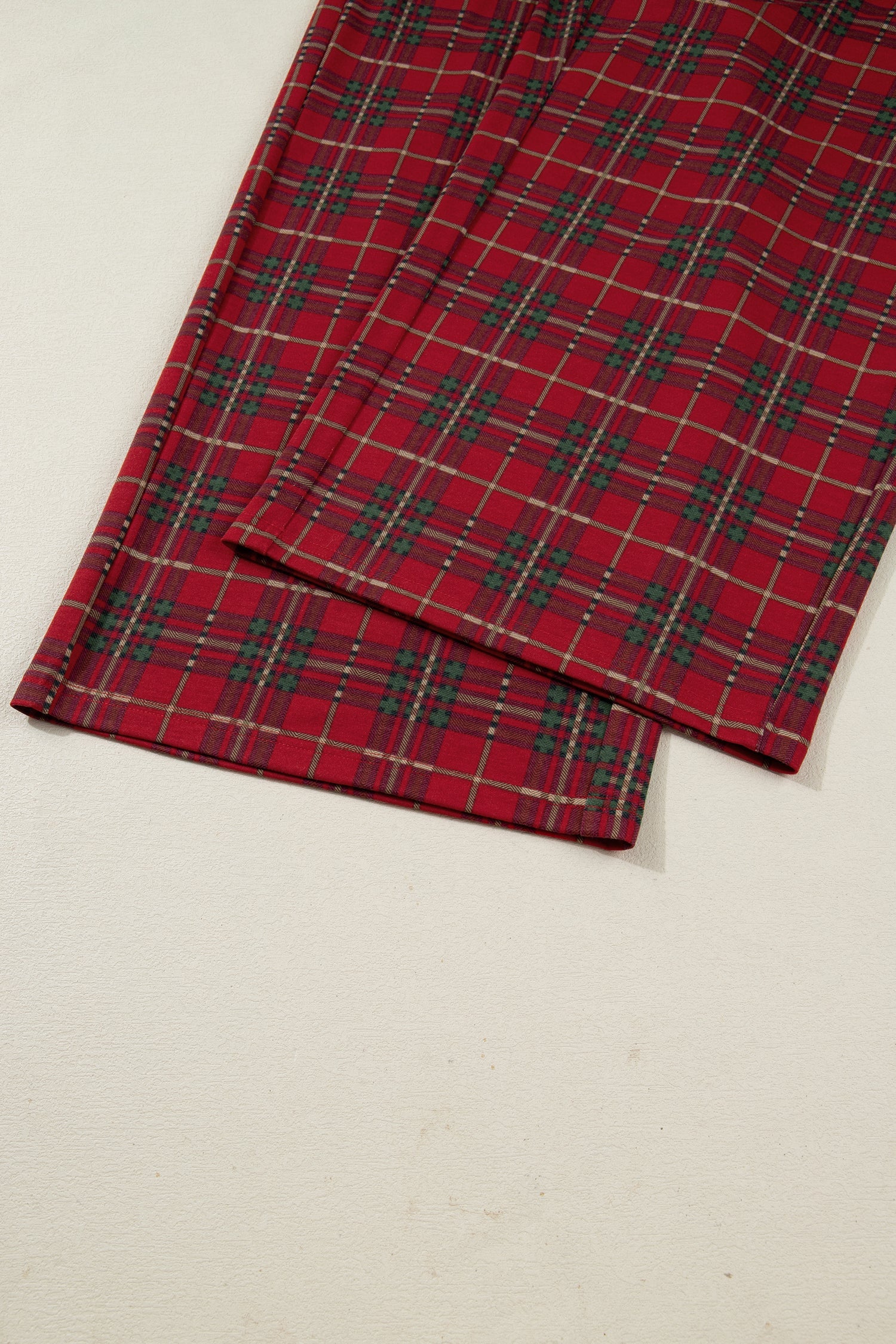 Red Plus Size Plaid Short Sleeve Shirt And Loose Pants Two Piece Pajama Set Cozy Sleepwear For Nighttime Comfort Dear-Lover Dropshipping