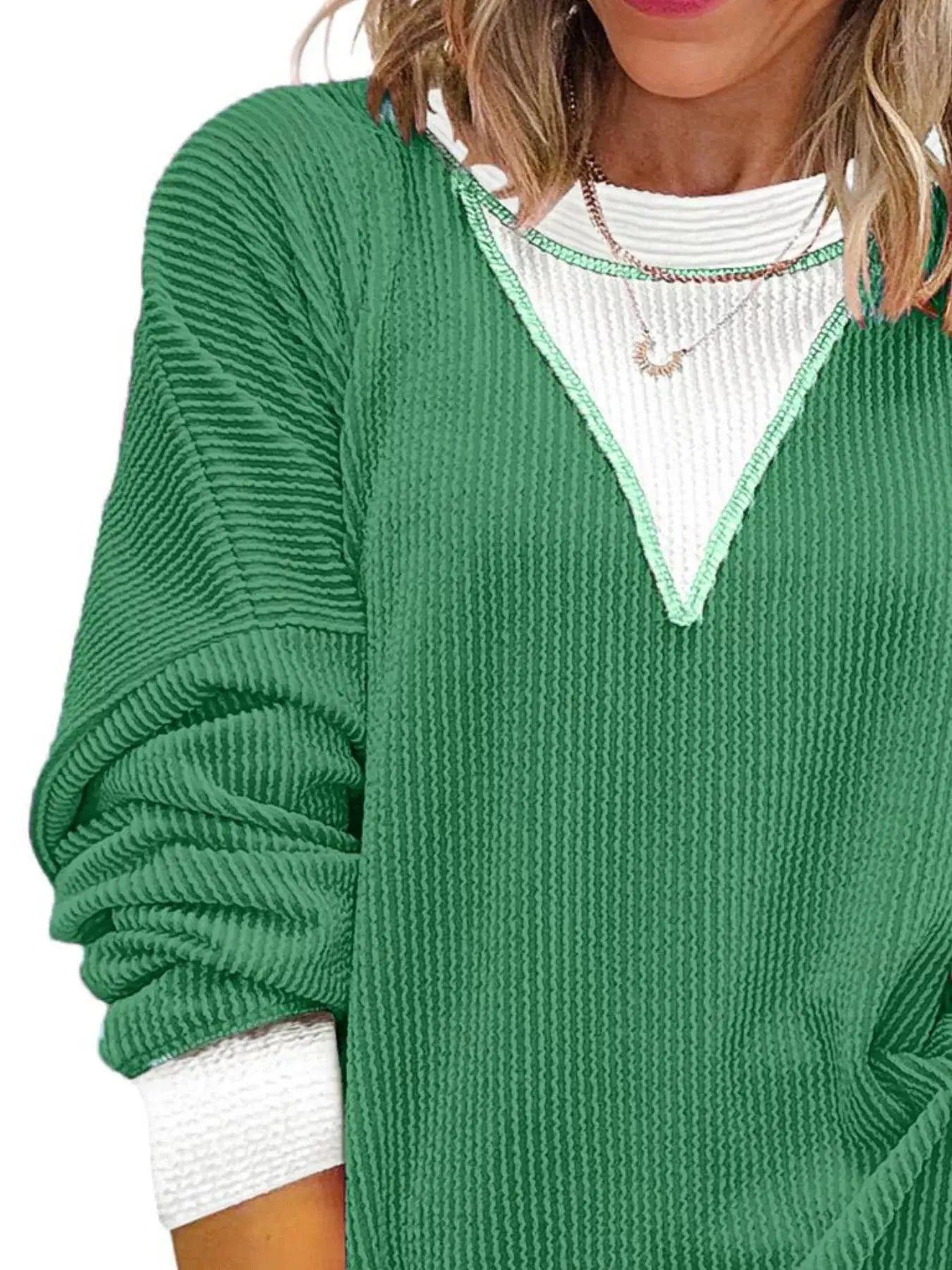 Contrast Dropped Shoulder Sweatshirt Simply Love