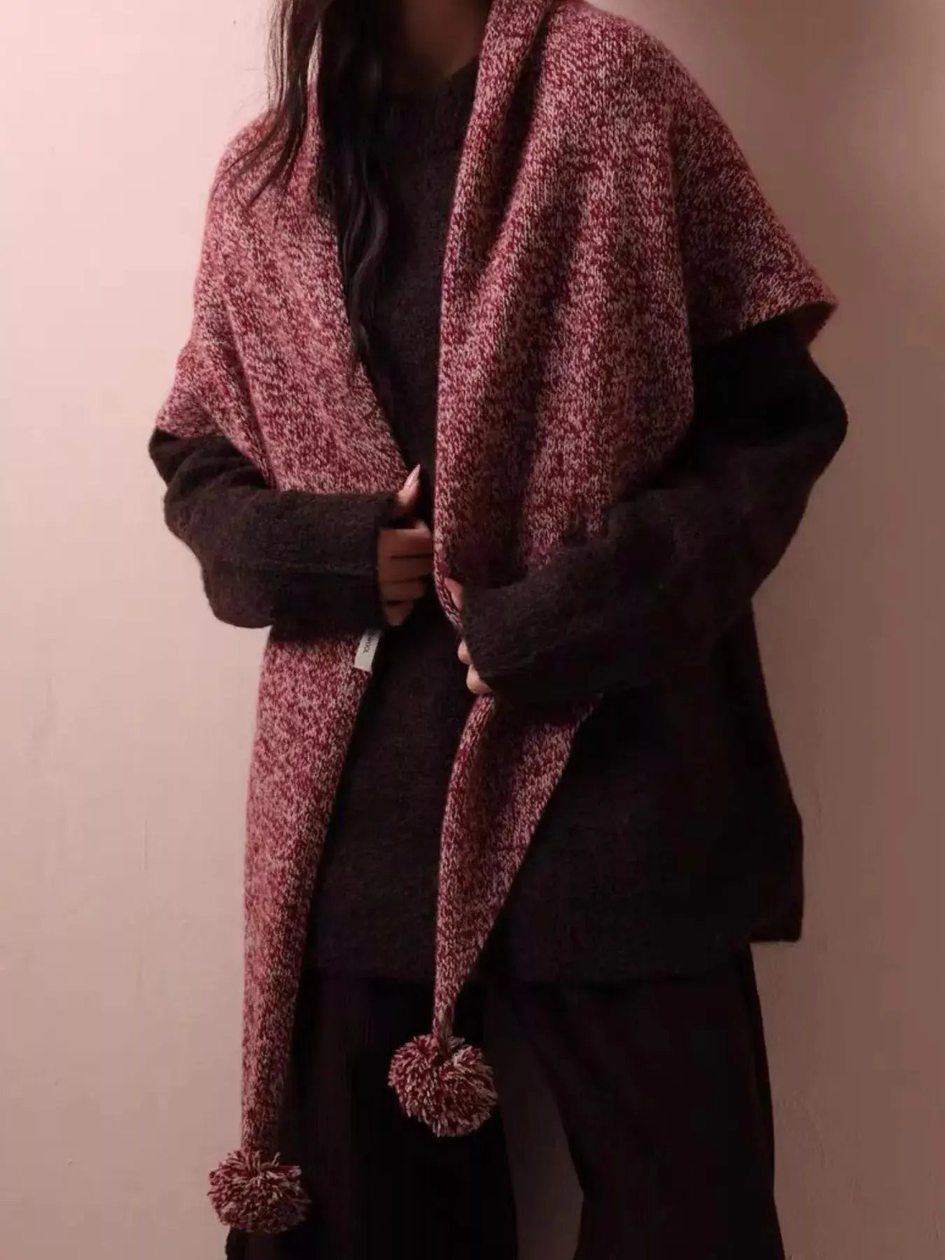 100% Wool Pom-Pom Knitted Scarf Simply Love