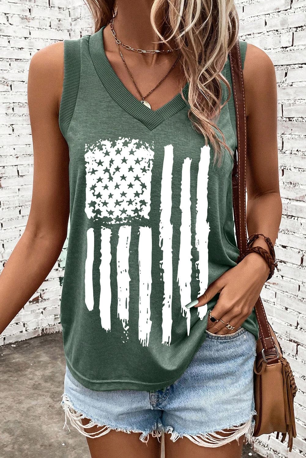 US Flag V-Neck Tank.