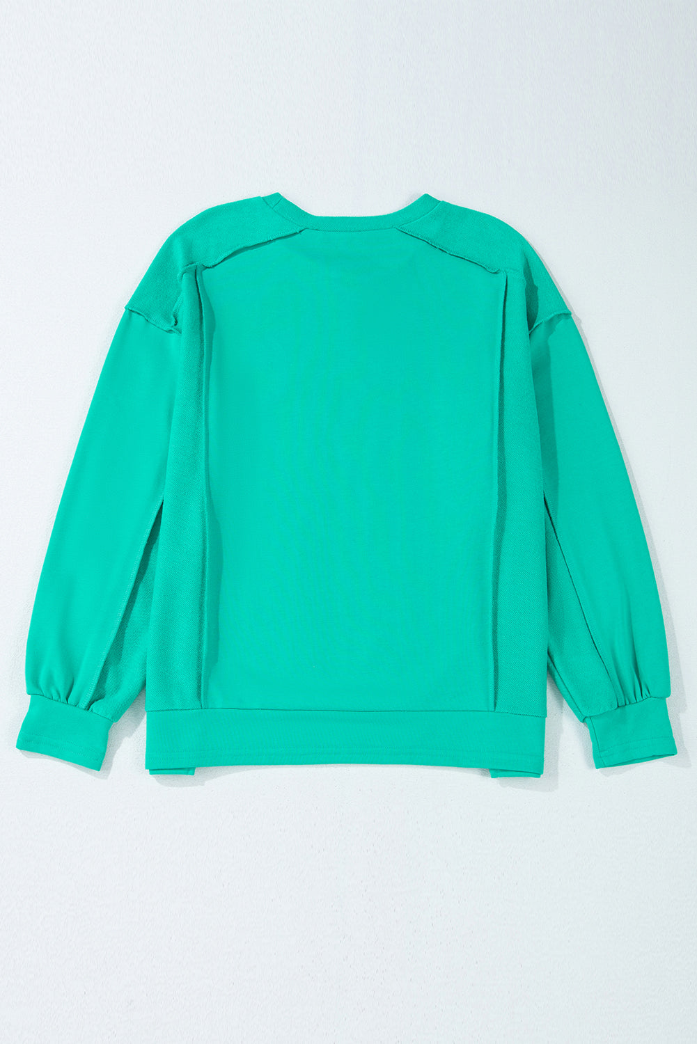 Mint green spliced pullover sweatshirt with round neckline