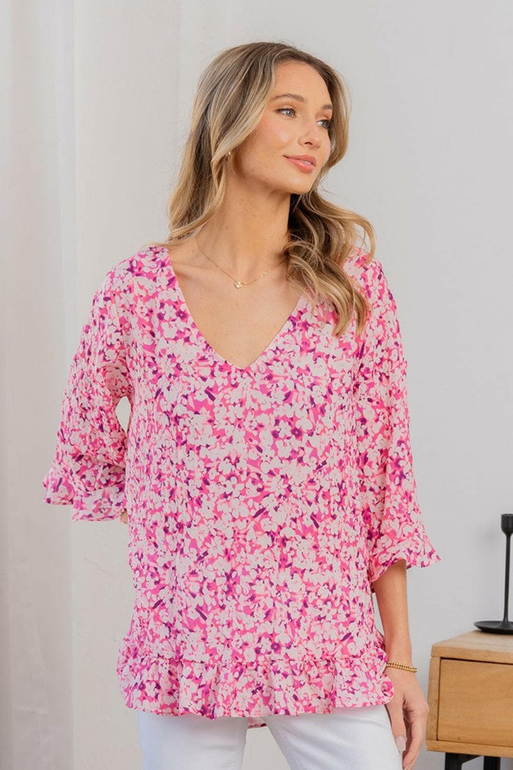 Sew In Love Full Size Floral V-Neck Flounce Sleeve TopExperience Romance and Elegance
 Embrace charm and elegance with the Sew In Love Full Size Floral V-Neck Flounce Sleeve Top. This delightful piece is designed to eleLove Salve Love Full Size Floraljust arrived